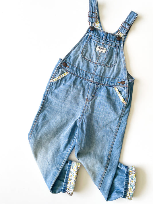 Oshkosh Floral Lined Overalls (Size 4)
