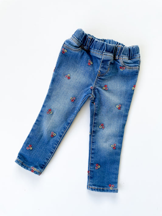 GAP Embroidered Floral Jeans (Size 2)